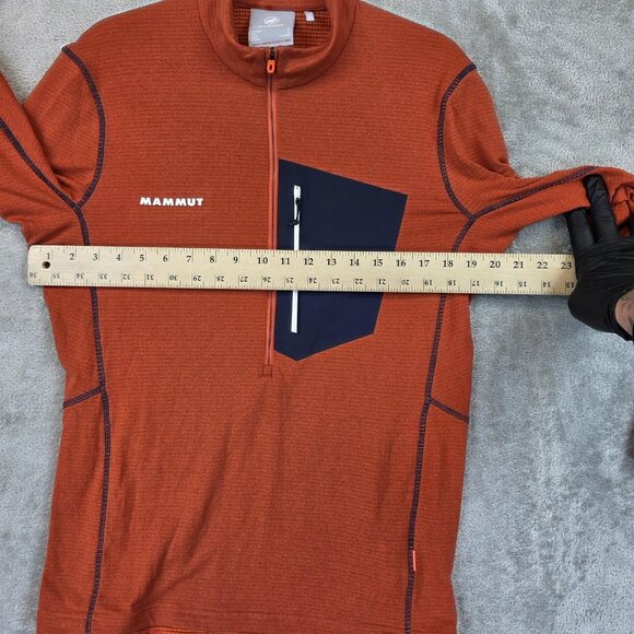 Mammut Pullover Mens Medium Orange Half Zip Chest Pocket Athletic Hiking Outdoor - Picture 6 of 12
